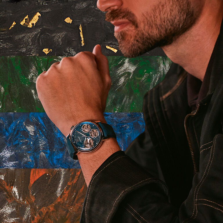 Spaceview Evolution Forged Carbon Watches; Man wearing Spaceview Evolution watch model 26A215